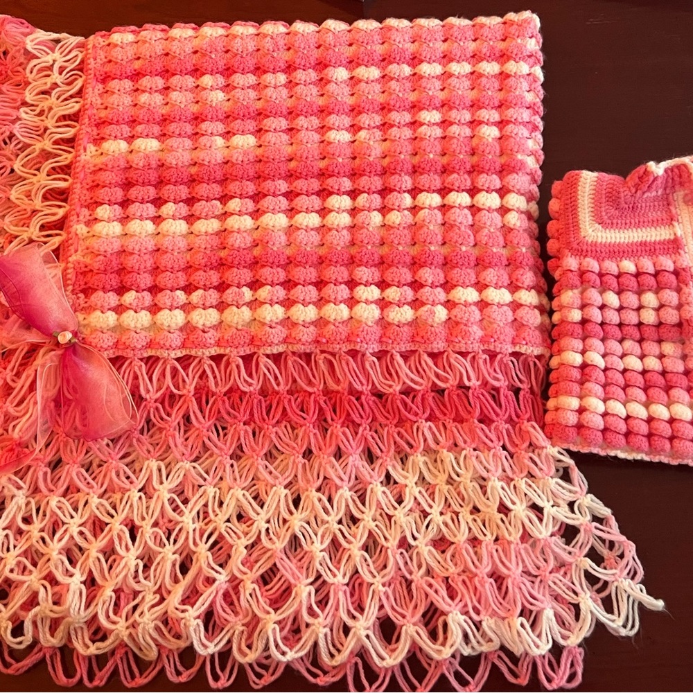 Handmade baby girl crochet set